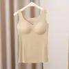 Chaleco de lana forrado de felpa para mujer para otoño e invierno, con copas de sujetador incorporadas, adecuado para usar en capas o solo, top interior ajustado.
