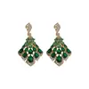 Pendientes de Borla con Forma de Hoja y Pluma de Piedras Preciosas Austriacas, Pendientes de Zirconia de Lujo Ligero de Gama Alta, Pendientes de Estilo Palaciego para Mujer