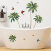 Estilo Vacacional Transfronterizo Árbol de Coco Pájaro Sala de Estar Balcón Baño Bañera Pegatina Puerta de Gabinete Autoadhesiva Removible Pegatina de Pared