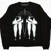 Otoño e Invierno 2024 AliExpress Dark Punk Personajes de Dibujos Animados Punto Jacquard Suéter Casual Y2K para Mujer