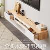 Mueble de TV colgante de madera maciza para pared, para sala de estar, dormitorio, apartamento pequeño, súper estrecho, blanco, minimalista.