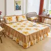 Faldón de Cama 100% Algodón Pieza Única Antideslizante Floral Estilo Simple Individual Doble Cubrecama Engrosado 1.8m Encaje de Algodón Puro Colcha