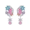 Pendientes de Borla con Piedras Preciosas Estilo Retro de Corte Pendientes Colgantes de Copo de Nieve de Zirconia Trabajo Pesado Pendientes Largos de Alta Gama para Vestido de Noche
