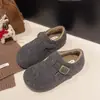 Zapatos Grises Boken Zapatos de Mujer 2025 Otoño e Invierno Nuevos Populares Forrados de Felpa Slip-On Slip-Ons Botas de Nieve Zapatos de Algodón para Mujer