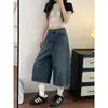 Pantalones Capri de Mezclilla Vintage Sueltos de Pierna Ancha para Mujer, Estilo Delgado de Verano, Shorts Rectos Adelgazantes para Tallas Pequeñas y Grandes