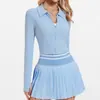 Estilo Novo de Primavera Gola Alta Zíper Roupa de Tênis Manga Longa Curta Slim Fit Roupa Fitness Conjunto de Roupa Esportiva de Alta Qualidade