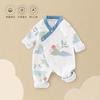 Macacão de Bebê Primavera e Outono Algodão Puro Sem Costura Roupas de Engatinhar Roupas para Recém-Nascidos Roupas de Casa Estilo Chinês para Bebê Pijamas