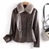 Chaqueta de Cuero Negra de Longitud Media para Mujer con Cuello Alto y Cinturón de Corbata, Nuevo Estilo Otoño e Invierno, Elegante Abrigo de Cuero
