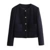Chaqueta de traje corta versátil para mujer, estilo Chanel de invierno 2023, con botones dorados y textura, venta al por mayor transfronteriza europea y americana