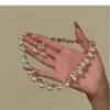 Colar Super Fada Brilhante de Diamante e Pérola para Mulheres, Conjunto de Colar e Brincos Moderno e de Luxo Leve, Corrente de Clavícula e Brincos de Designer