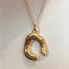 Collar sencillo de alta calidad con diseño de nicho coreano, estilo frío, de plata de ley 925, con círculo irregular hecho a mano.