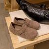 Birkenstock com Solado Grosso Aumentador de Altura Meia-Palmilha Feminina Outono/Inverno 2025 Novo Estilo Cinza Peludo Pequeno Biqueira Versátil Birkenstock