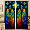 Cortinas digitales estampadas transfronterizas con patrones geométricos, hechas de tela pongee, para salas de estar, cortinas con acabado no opaco, en stock, venta al por mayor desde el fabricante