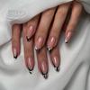 Peças de Unha Quentes Transfronteiriças Estilo Europeu e Americano Manicure Francesa Patch Pó Cor de Contraste Preto Explosões de Comércio Exterior Unhas Postiças Produtos Acabados