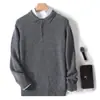 Suéter masculino de lã, novo estilo de inverno, camisa de manga comprida com gola, suéter de cor sólida de caimento solto, suéter casual masculino de tricô de cashmere