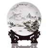 Montañas y Ríos Hermosa Placa de Cerámica para Apreciación Pintura de Paisaje de Jingdezhen Placa de Reloj Placa de Péndulo Artesanías Clásicas Chinas para el Hogar Placa Decorativa