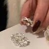 Anillo para Dedo Retro Europeo y Americano Espinela Azul Platino Diseño de Plata Refinado Alta Calidad Anillo para Mujer
