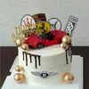 Celebridad de Internet Adorno de Modelo de Coche Porsche Dorado Coche Deportivo Convertible Negro Ídolo Masculino Decoración de Pastel de Cumpleaños Figura
