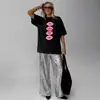 Verão 2026 Novo Estilo Europeu e Americano Sexy Doce Picante Estilo Puro Desejo Estampa de Lábios Solto Versátil Tendência Blusa