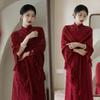 Chal Cheongsam de primavera y otoño para mujer, capa triangular de lana fina tejida con hebilla y borla, capa exterior con aire acondicionado