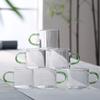 Taza de té pequeña de vidrio borosilicato resistente a altas temperaturas con asa de color, taza de vidrio resistente al calor, taza de té transparente, taza de té de kung fu con asa