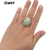 Anillo Unisex Wt-R604 Forma de Huevo de Ganso Textura de Gema Lapislázuli Amatista Chapado en Oro de 18 Quilates para Hombres y Mujeres