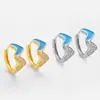 Pendientes Europeos y Americanos Transfronterizos Nuevos de Esmalte Asimétrico de Doble Corazón, Pinzas para Orejas de Moda de Personalidad Nicho para Mujeres, Pendientes de Estilo Minimalista