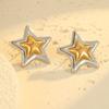 Aretes de combinación de colores transfronterizos de Europa y Estados Unidos, acero inoxidable, estrella de cinco puntas, aretes de amor, lujo ligero, geométricos, que no se decoloran, aretes de personalidad para mujer