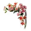 Decoración de habitación de boda con arreglos florales temáticos de amor, incluyendo flores artificiales de esquina, decoración de habitación de boda y coronas artificiales para las habitaciones de los novios, con caracteres auspiciosos