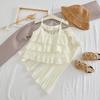 Ropa Infantil de Comercio Exterior al Por Mayor Trajes para Niñas Estilo Verano 2025 Tops de Tirantes con Volantes en Capas Pantalones de Pierna Ancha Conjunto de Dos Piezas