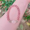 Pulsera de Cuentas de Cristal de Fresa Natural para Mujer, Dulce Fresca, Cristal Rosa Luz de Luna Gris, Pixiu, Diseño Nicho con Sentido del Diseño