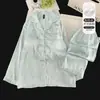 Conjunto de pijama longo de duas peças para menina, simples e estiloso, em jacquard de seda gelada, com bojo, confortável