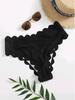 2025 Bañador de Comercio Exterior Transfronterizo Borde Ondulado Cintura Baja Transpirable Encaje Briefs Shorts de Natación para Mujer Huludao