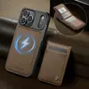 Adequado para Capa de Celular Magnética Dois em Um de Carregamento Sem Fio para iPhone 18 Pro e Capa Protetora de Couro com Porta-Cartões para Samsung S26