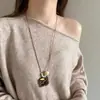 Bolsa longa de couro com puxador para chaves, pingente para pescoço, colar de couro de marca, óculos, chaveiro, acessórios da moda