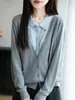 Outono e Inverno Novo Cardigã de Tricô com Gola Polo de Cor Contrastante Falso Duas Peças Jaqueta Suéter de Lapela Feminina Top Outer