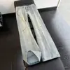 Jeans vintage americanos premium lavados y desgastados para hombre, pantalones rectos holgados de pierna ancha, pantalones largos desgastados para hombre, al por mayor