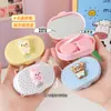 Estojo para Lentes de Contato de Coelho e Urso de Desenho Animado, Estojo para Óculos Giratório Fofo Estilo Menina, Caixa de Lentes de Contato Dupla com Pontos à Prova de Choque