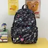 Mochila Graffiti Azul Claro Sal Marina Juguetona y Linda Llena de Vitalidad y Encanto Juvenil, Perfecta para Estudiantes que Salen y Toman Fotos