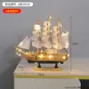 Velero Pequeño Pintado Creativo Decoraciones para el Hogar Velero de Madera Hecho a Mano Maquetas Artesanales Adornos Pequeños para Vestir Pasteles