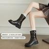 Botas Martin Estilo Nuevo 2025 para Mujer, Botas de Motocicleta de Cuero Suave con Tacón Grueso para Otoño e Invierno, Botas Vaqueras Western para Mujer, Botas Retro de Caballero hasta la Pantorrilla