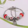 Pulseira de liga vermelha Panjia transfronteiriça com furo grande para contas, retentora de cor, pulseira DIY de abóbora, apanhador de sonhos, pulseira de contas de vidro