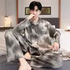 Pijama Popular para Hombre, Primavera y Otoño Imitación Algodón Manga Larga 2026 Nuevo Estilo Cárdigan que se Puede Usar Afuera, Conjunto de Ropa para el Hogar Otoño e Invierno Venta al por Mayor