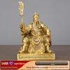 Leitura de latão Guan Gong Decoração Artesanato Wu Deus da riqueza sentado Guan Gong Buddha Decoração da casa