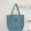 28111 Han Feng Ins Lã Vintage Xadrez Bolsa de Ombro Versátil Bolsa de Lona Estudante Grande Capacidade Bolsa de Mão Mulheres