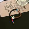Nuevo estilo chino lindo cuerda trenzada hecha a mano cuerda roja cuerda de la suerte mano pulsera de perro de cerámica accesorios de diseño de nicho para mujer