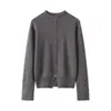 Estilo Old Money Camisa de Botão Gola Meia-Alta Malha de Caxemira Feminina Outono Inverno Emagrecedor Versátil Suéter Outono Inverno Nova Roupa Feminina
