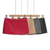 8696-26 Saia Curta de Verão Estilo A com Shorts de Segurança, Saia de Terno Lisa de Cor Vibrante Cintura Baixa Estilo Coreano