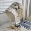 Nuevo Sombrero de Ganchillo Calado con Flor de Encaje Transpirable Holgado para Mujer, Versátil Pañuelo para la Cabeza para Vacaciones en la Playa, Festival de Música, Sesión de Fotos