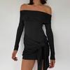 Ropa de Mujer Europea y Americana 2025 Verano Nueva Moda Sexy Sin Tirantes de Atar Fruncido Bodycon Vestido al por Mayor para Mujeres